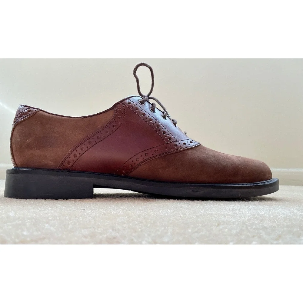 Johnston & Murphy Mens Saddle Classic‎ Brown Suede Leather Oxford Lace Up Sz9M